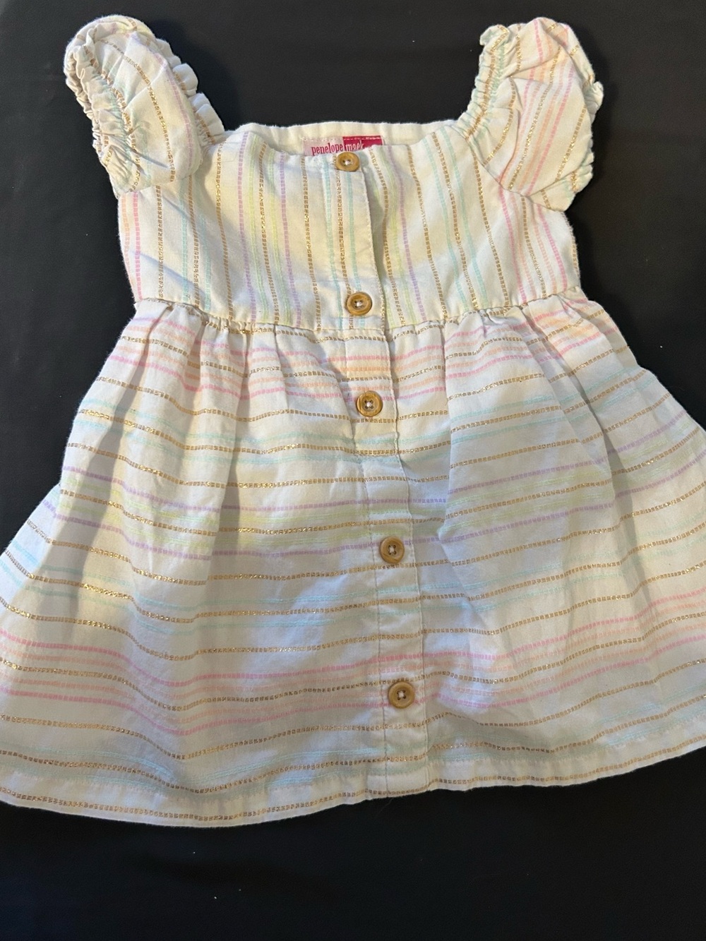 Penelope Mack Pastel Multi-Striped Button-Down Infant/Toddler Dress/Size 18 M